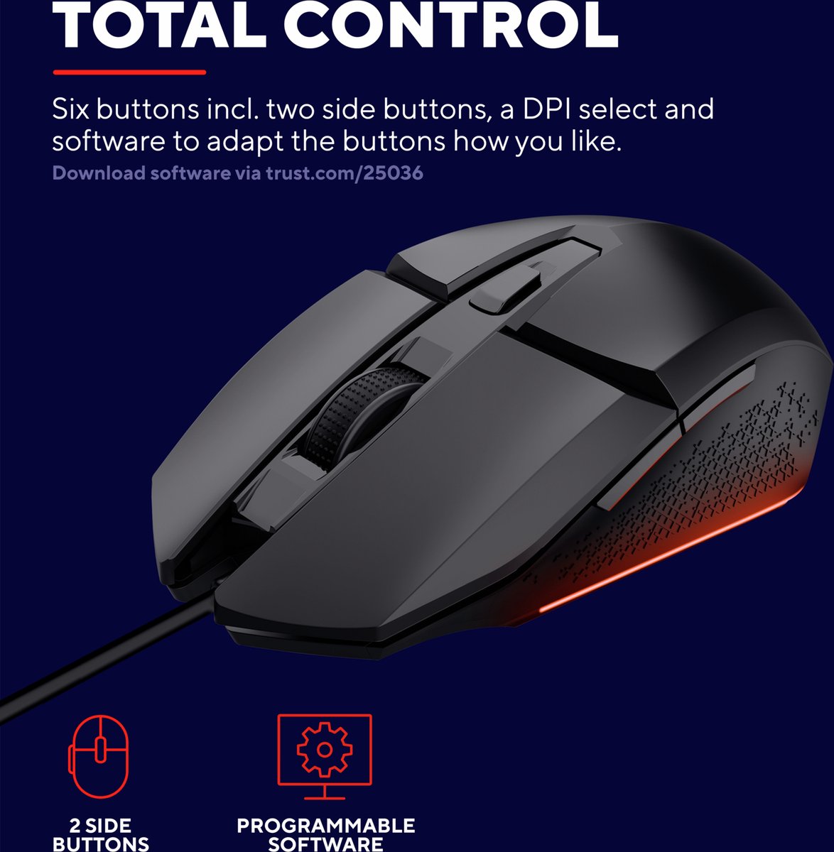 Trust GXT 109 Felox - Bedrade Gaming Muis - 6400 DPI - Verlichting - Zwart