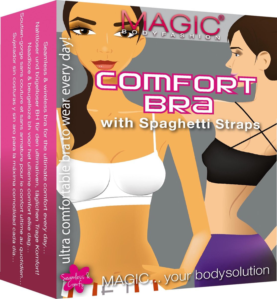 MAGIC Bodyfashion Comfort Bra - L - with Spaghetti Straps Zwart Vrouwen