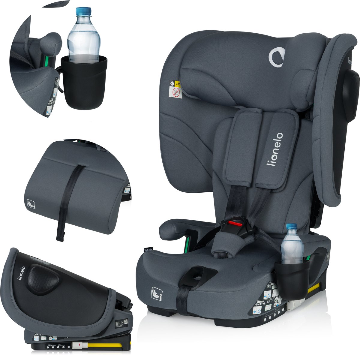 Lionelo Nelly i-Size Autostoel  76-150 cm – ISOFIX & Top Tether – 4-standen Rugleuning – SIPS Zijbescherming– 15-standen Hoofdsteun – Verkleininzet & Beenkussen – Drankenhouder – ECE R129/03 – Groep 0+