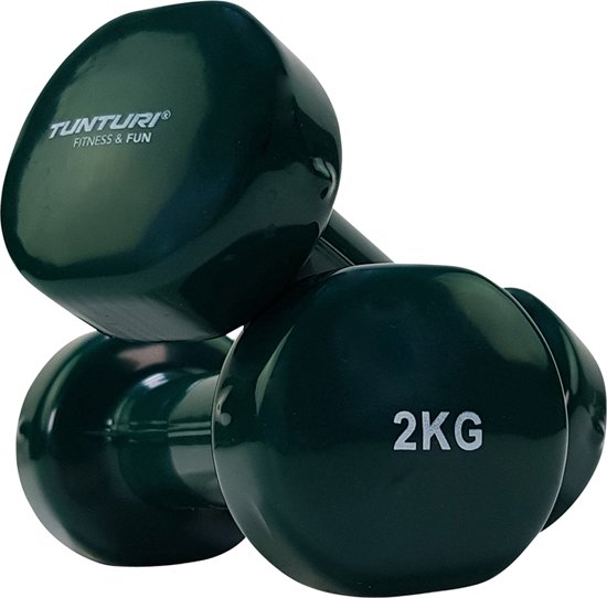 Tunturi Dumbells - 2 x 2 kg - Vinyl - Groen