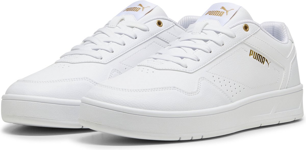sneakers, witte schoen, platform, luxe afwerking, goudaccent