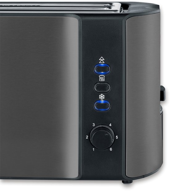 Severin AT 9341 Broodrooster – Toaster - 2 lange sleuven - 6 standen – Zwart RVS