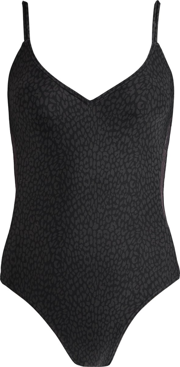 bodysuit, sleek, spotted, zwart, maillot