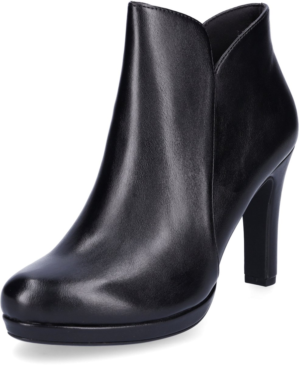 enkellaars, hoge hak, zwarte schoen, leren, platform hak