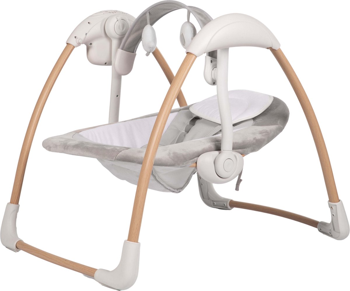 Bo Jungle - Schommelstoel - Tot max. 9 kg - Inclusief Speelboog - Verstelbaar - Zachte stof - Muziek vibratie functies en natuurgeluiden - Timerfunctie - Netstroom kabel of batterijen