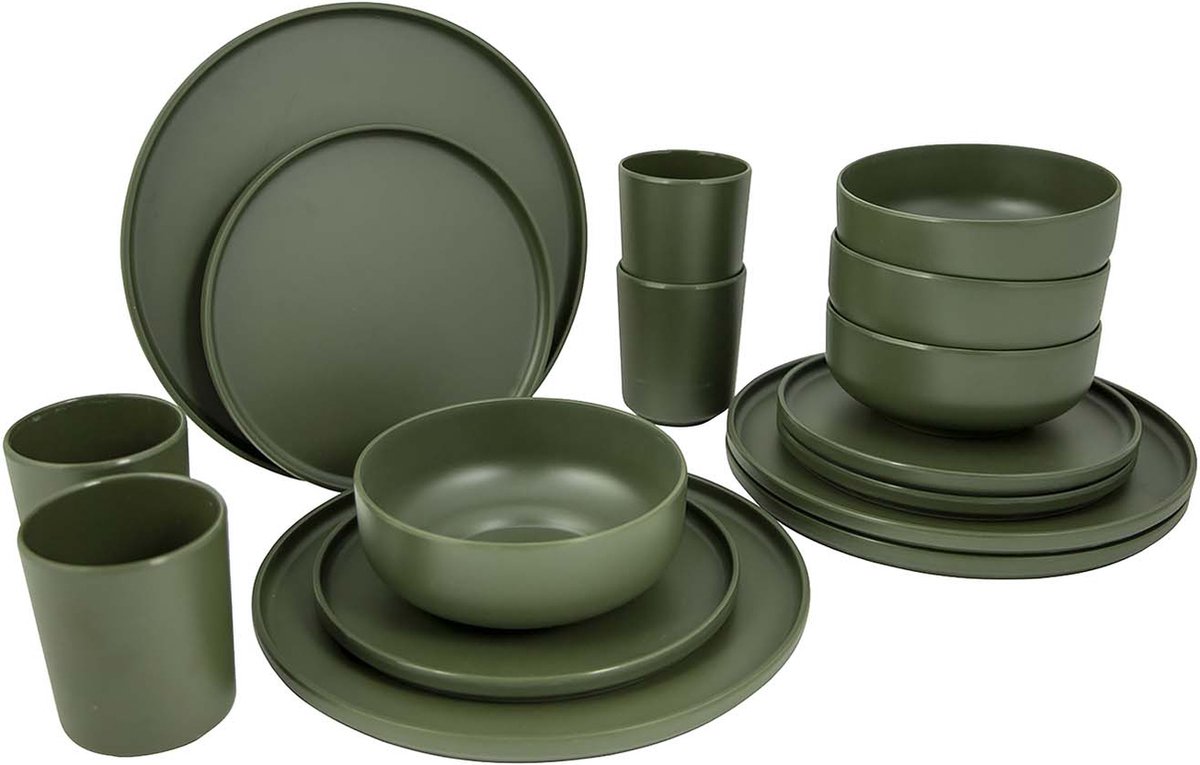 porcelain, dinette-set, groen, servies, set