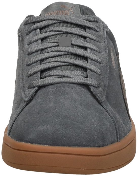 sneaker, suede, grijs, gum sole, veterschoen