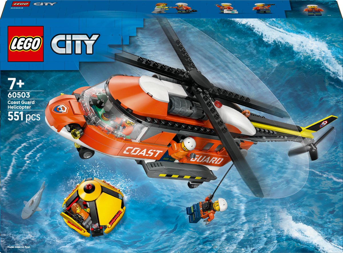 Coast Guard, Helicopter, Lego City, Sea rescue, Orange