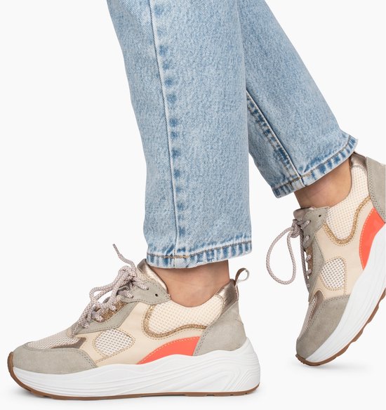 PS Poelman - Maat 42 - TRIANGLE Dames Sneakers - Groen met combinatie