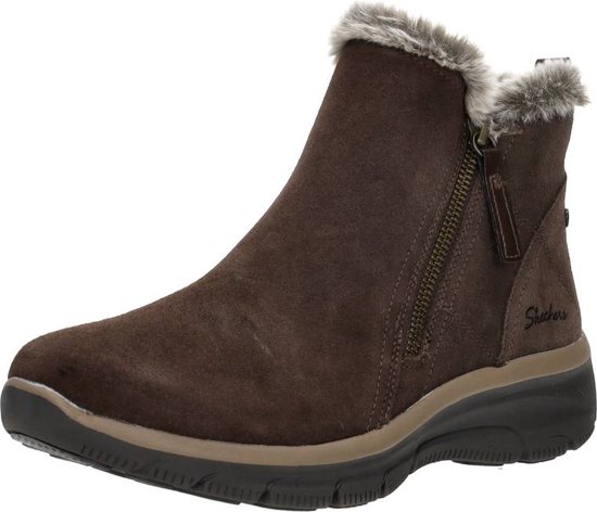 Skechers - Maat 37 - Easy Going-High Zip Dames Laarzen - Donkerbruin