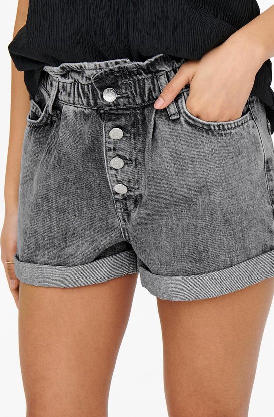 Only - Maat XL - Broek Onlcuba Life Paperbag Dnm Shorts No 15200196 Grey Denim Dames