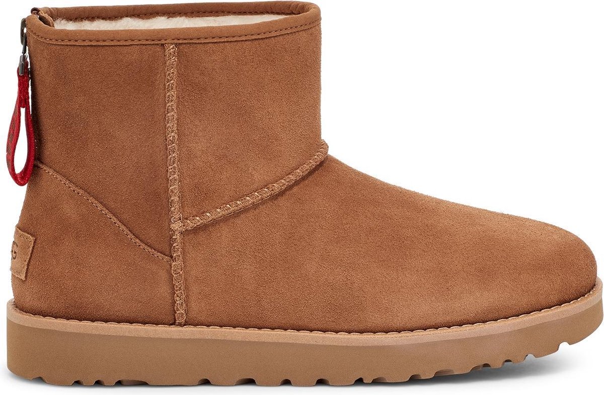 UGG - Maat 39- Classic Mini Logo Zip Dames Laarzen - Chestnut
