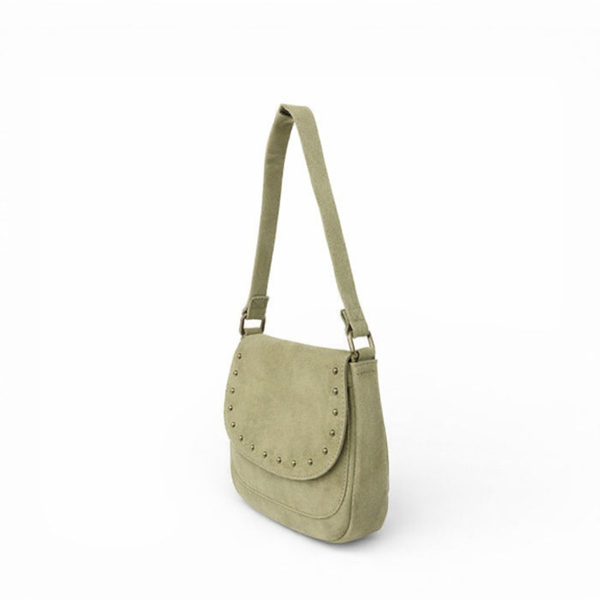 tasje, schoudertas, suede, kleine tas, rivierkleur