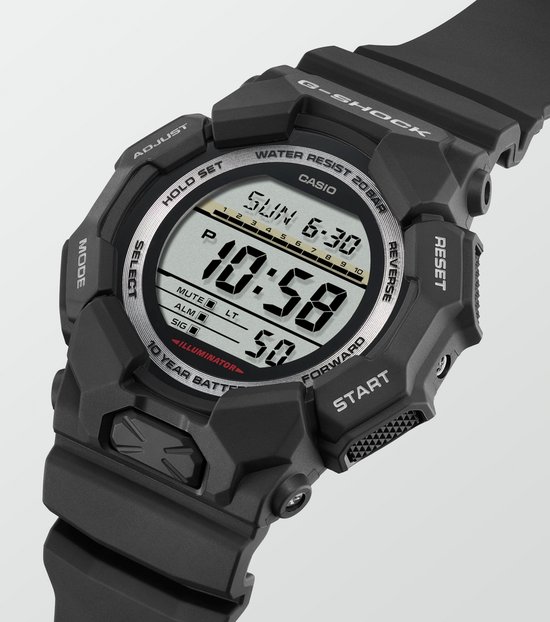 digitale horloge, casio, g-shock, zwart, harsband