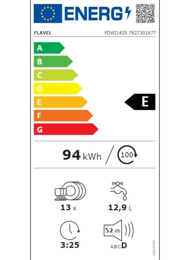 Flavel FDWI1420 – Inbouw Vaatwasser 60 cm – 13 couverts