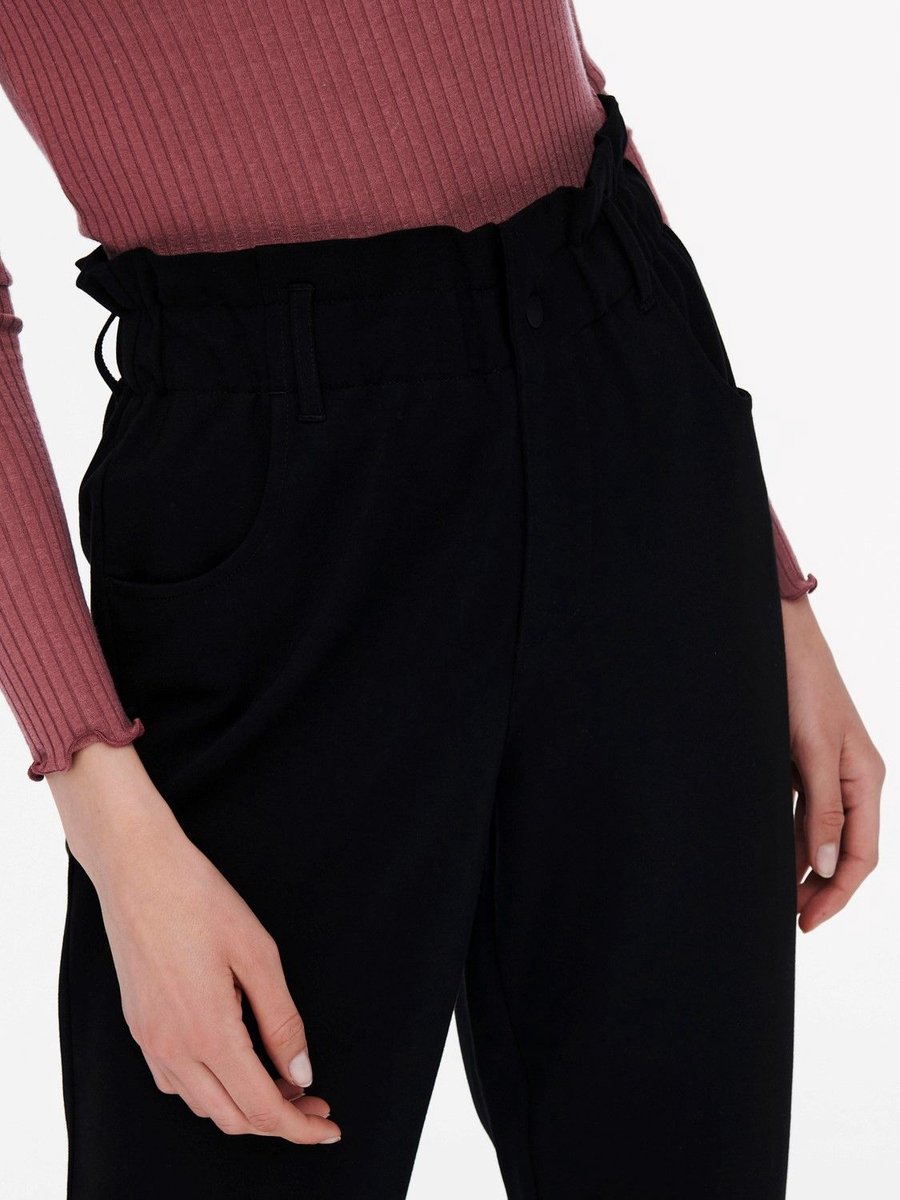 broek, zakken, riemlussen, zwart, tailleband