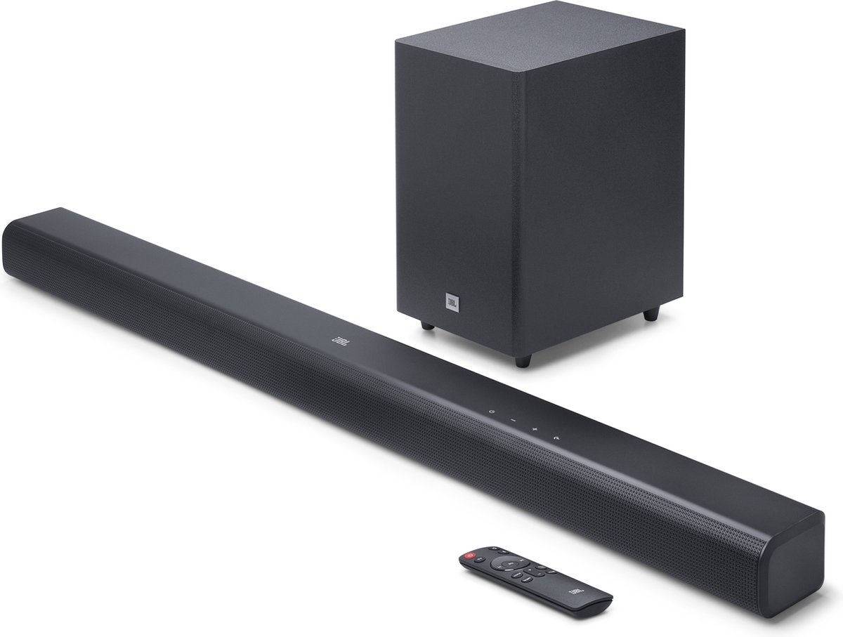 soundbar, subwoofer, bluetooth, afstandsbediening, zwart