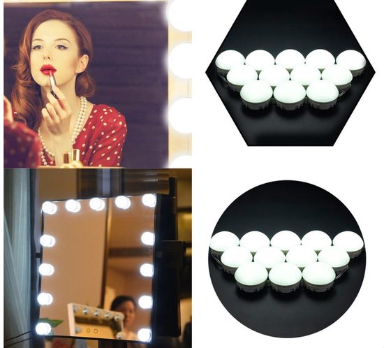 Hollywood Spiegellampen – Spiegelverlichting met 10 LED lampen – Dimbare Make Up Spiegel lamp – 4 me