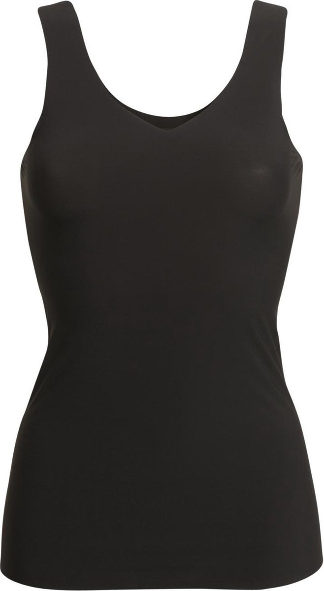 tanktop, zwart, mouwloos, basis top, breipuntstof