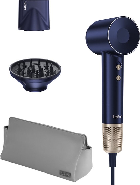 Laifen Swift Premium High Speed Föhn - Donkerblauw/Goud - Haardroger met ionische technologie - 3 wa