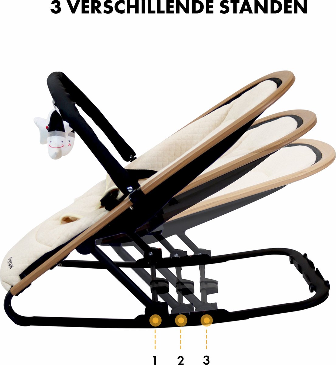 Deryan Rocker Wipstoel - Luxe 2-in-1 - Nougat/Cream