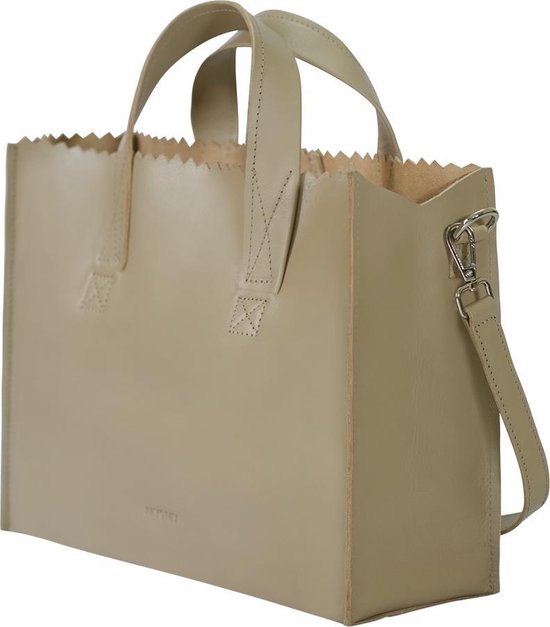 MYOMY Schoudertas My Paper Bag Handbag Crossbody Leer - beige