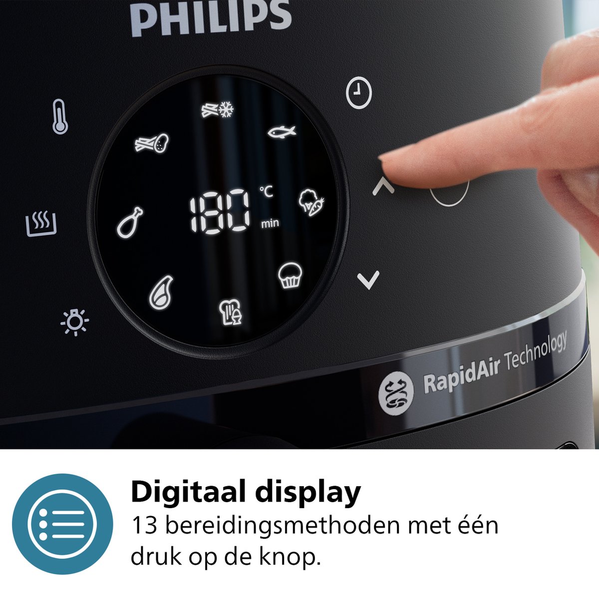Philips 2000 Series Airfryer - NA230/00 - Kijkvenster - RapidAir - 6.2L - Tot 5 Personen - Zwart