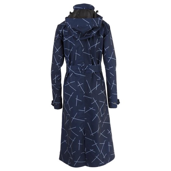 AGU URBAN OUTDOOR TRENCH COAT LONG WOMEN NAVY BLUE PRINT L