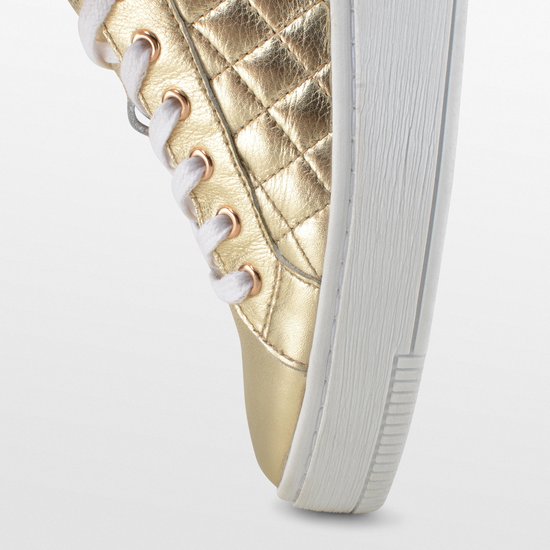 PS Poelman Esquimo - maat 38 - Dames Quilted Leren Tennis Sneakers - Goud