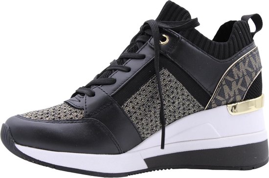 Michael Kors - mt 36 -GEORGIE KNIT TRAINER Dames Sneakers - Zwart/Goud