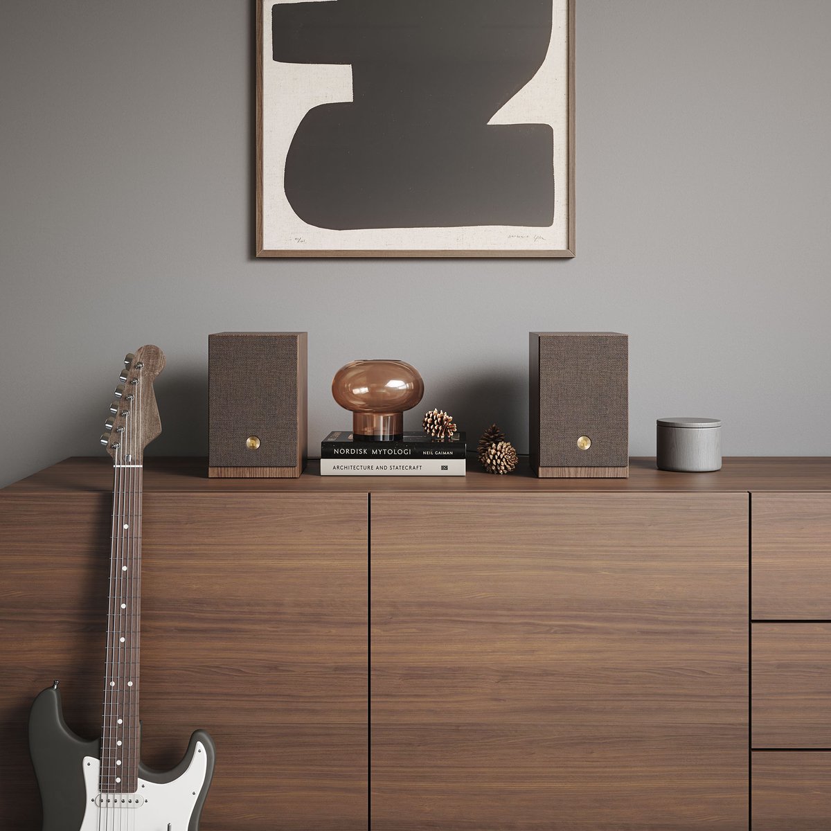 Audio Pro A28 W Smart Multiroom Actieve Boekenplank Speakers - Audio Pro Multiroom (Linkplay) - Ruimtecorrectie - 2x75W Speakers - Walnoot