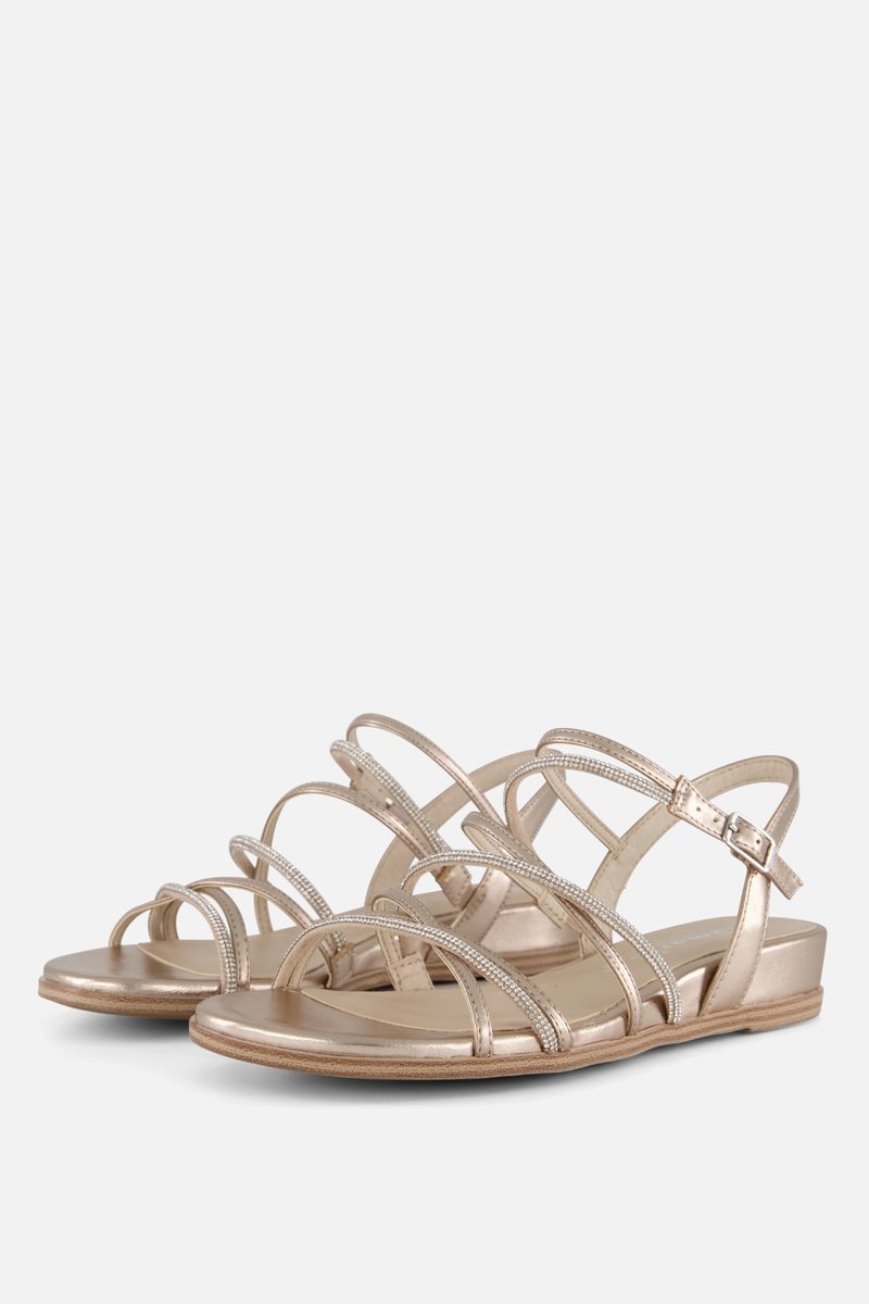 sandalen, strappy, metallic, glanzend, platform