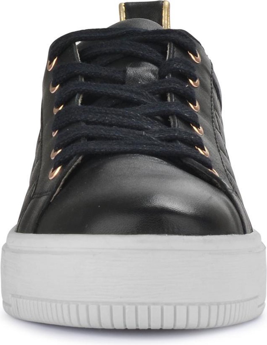 PS Poelman Esquimo Dames - maat 40 -  Quilted Leren Tennis Sneakers - Zwart