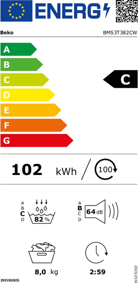 koelkast, energieklasse C, 102 kWh, keukenapparaat, gewicht 8,0 kg