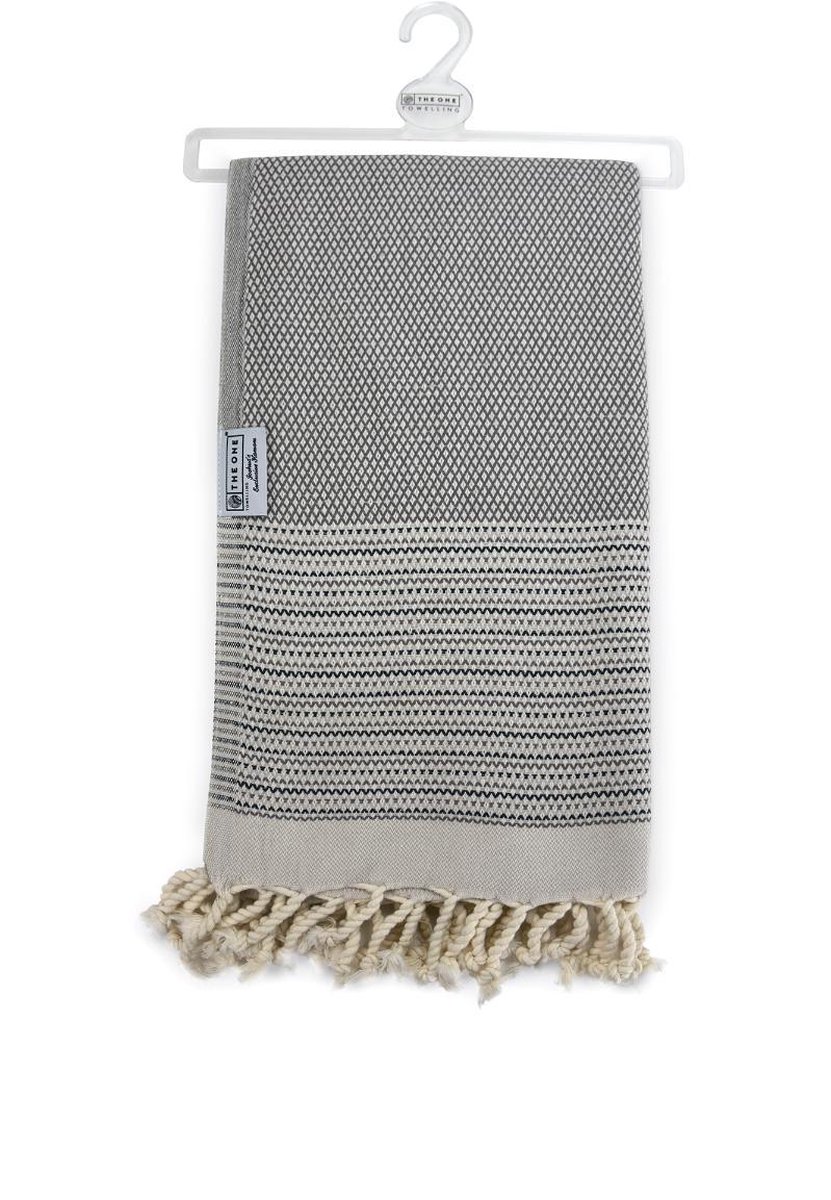 The One Towelling Hamamdoek 90 x 170 cm Storm Front/Antraciet/Wind Chime