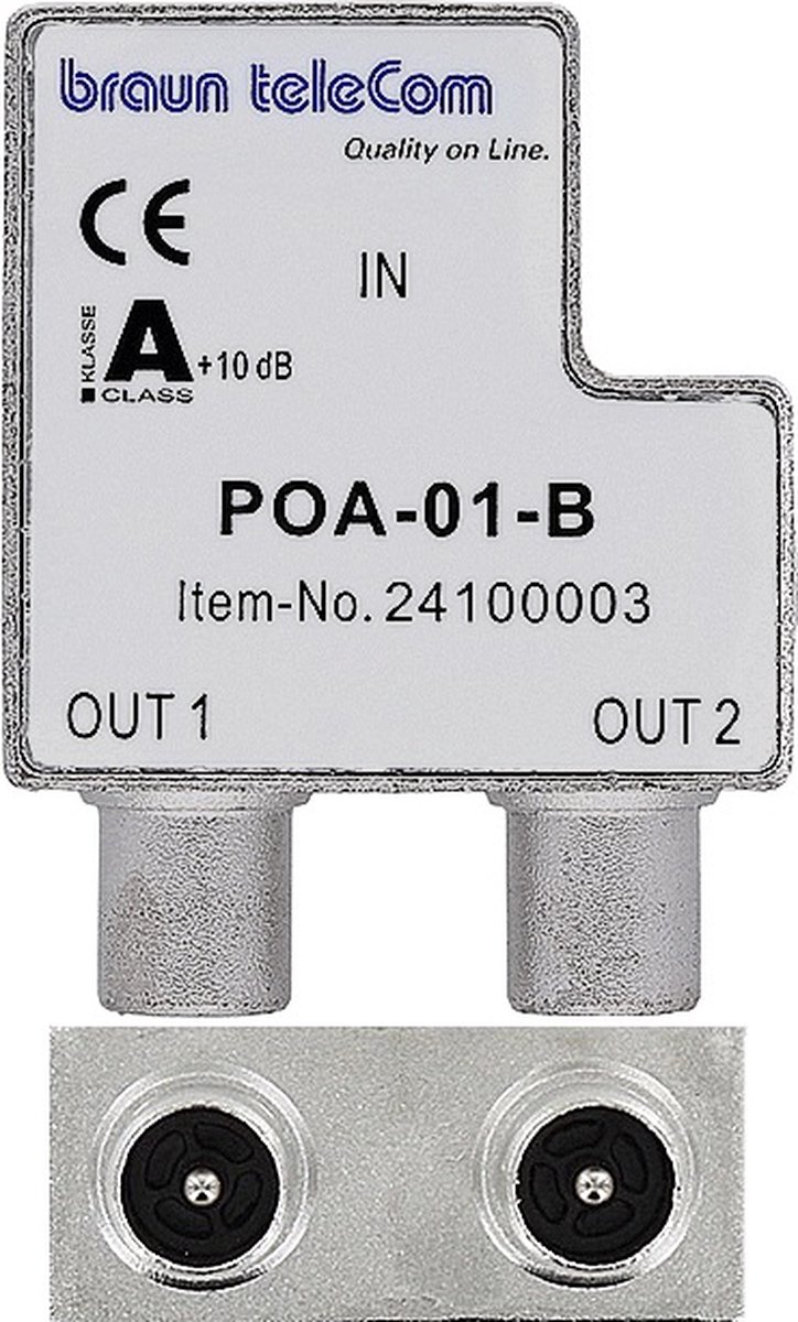 KabelKeur Coax splitter - Braun Telecom (Vrouwelijk naar 2x mannelijk)
