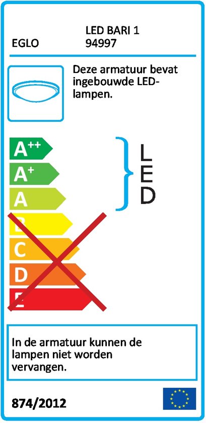 EGLO Batholino Led Bari 1 - Wand/Plafondlamp