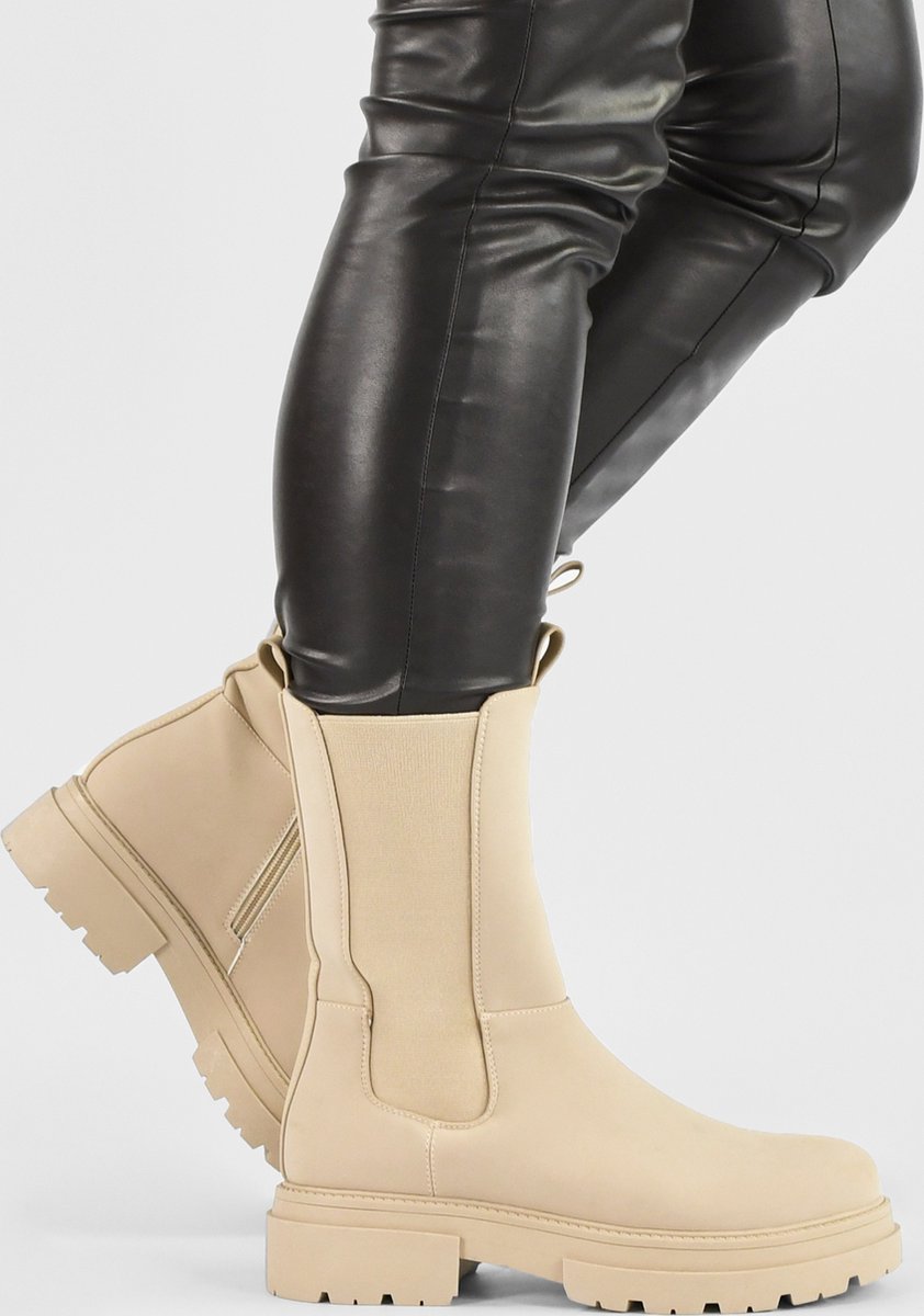 POSH by Poelman - Maat 39 - CHELLY Chelsea Laarzen - Beige