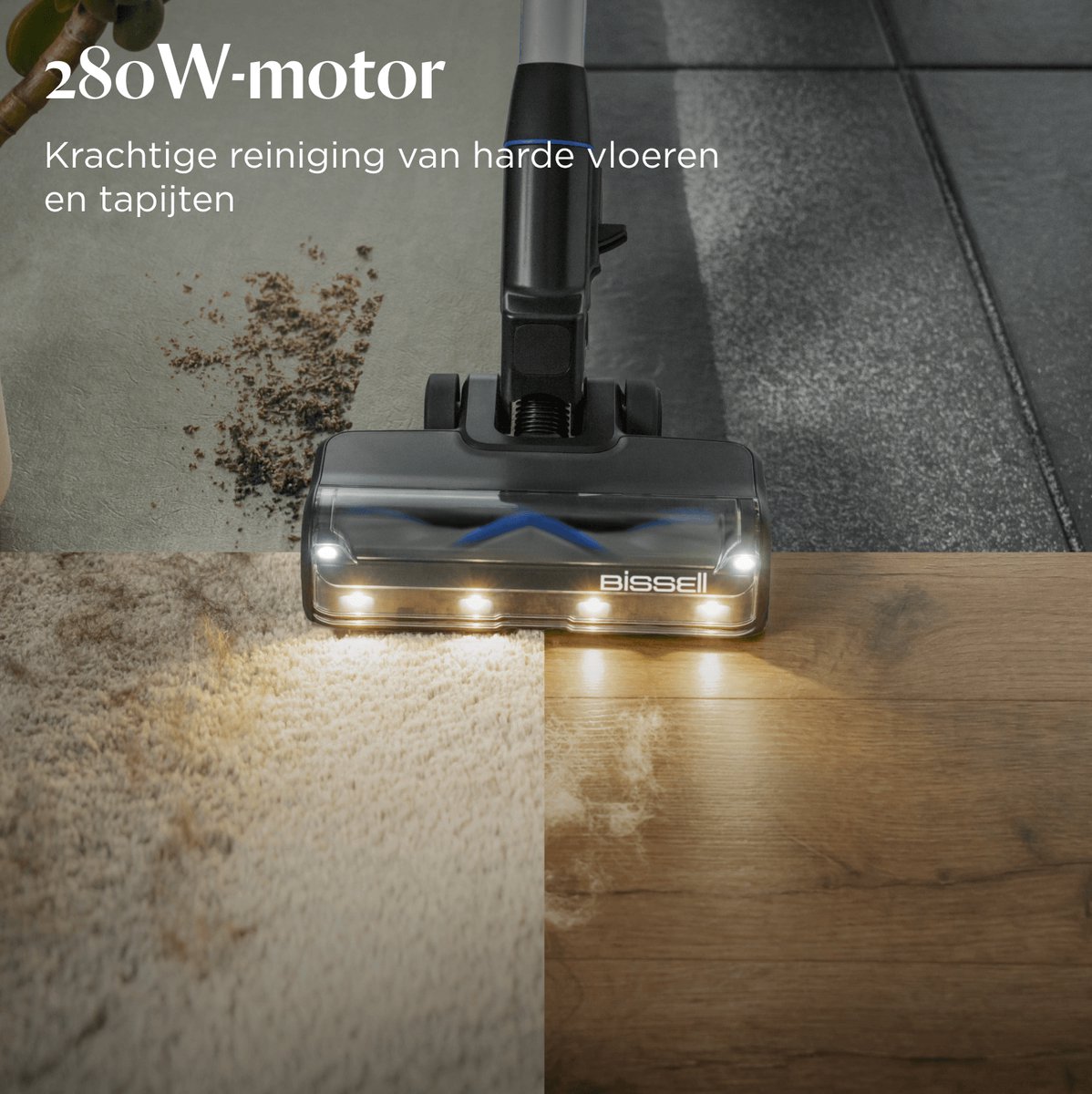 BISSELL PowerClean FurGuard Draadloze Steelstofzuiger - 280W Motor - 50 Min Gebruikstijd - Anti-klit Borstel - 2 in 1 Steel- en Handstofzuiger - Zelfstaand Design - HEPA-filter - LED-koplampen - Stick Vacuum Cleaner - Verwijderbare Batterij - 4093N