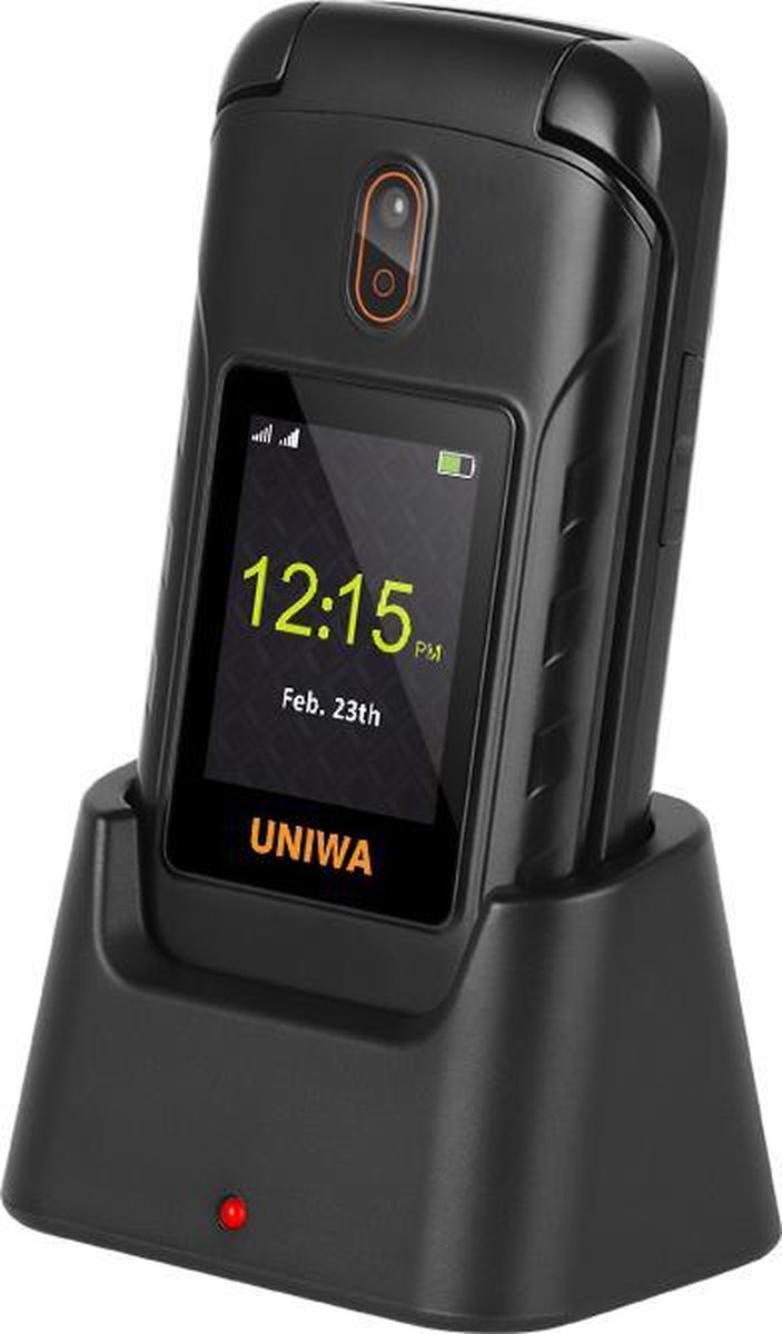 telefoon, flip telefoon, dock, mini telefoon, univa merk