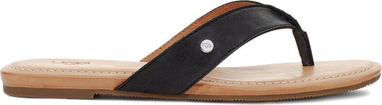 sandalen, band slipper, leren bovenwerk, zachte zool, neutraal schwarz