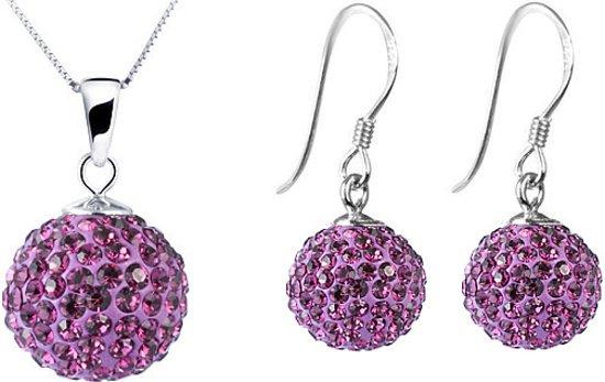 ESTOUS Sparkling Balls set, Ketting en Oorbellen Paars