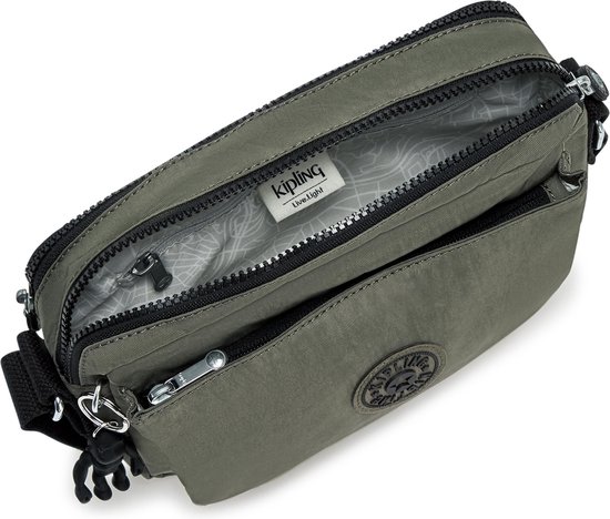 crossbody, tasje, gekeerde rits, olijf, Kipling