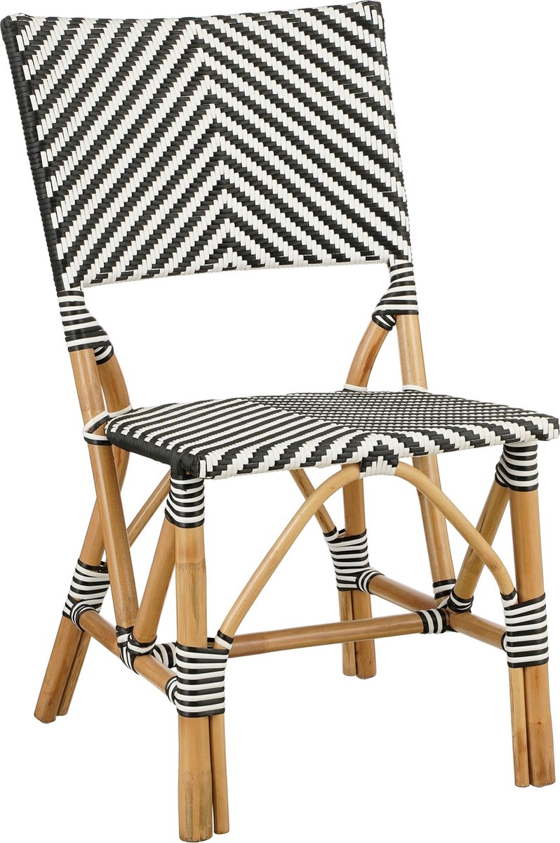 stoeltje, stoel, kunststof, woven, zwart-wit