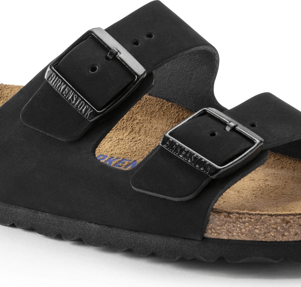 Birkenstock - maat 38- Arizona SFB Nubuck Narrow Dames Slippers - Black