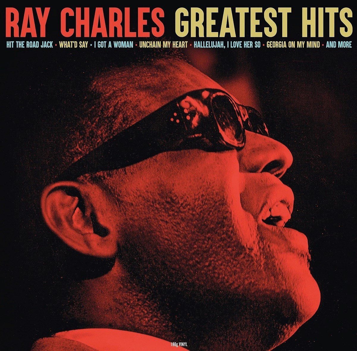vinyl, album cover, Ray Charles, rode tint, zonnebril