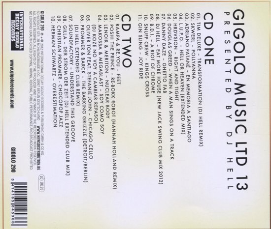 Koopjeshoek - Gigolo Music LTD 13 - Cd Thirteen