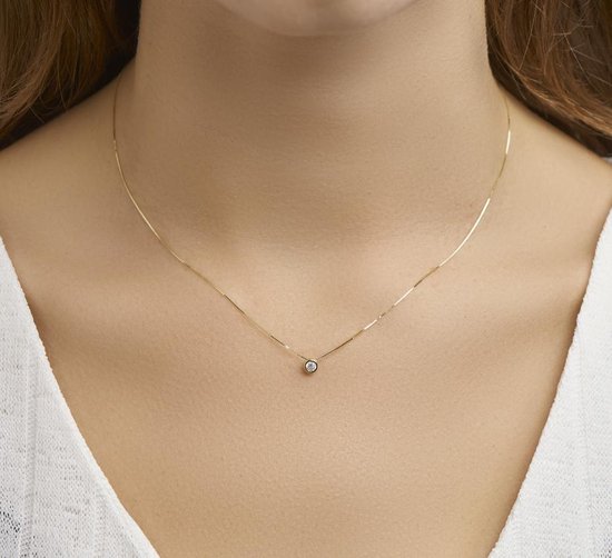 The Jewelry Collection - Ketting Zirkonia 0,5 mm 40 + 2 cm - Goud