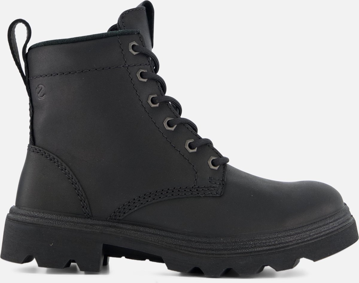 boot, ankleboot, zwart, lug sole, veterschoenen