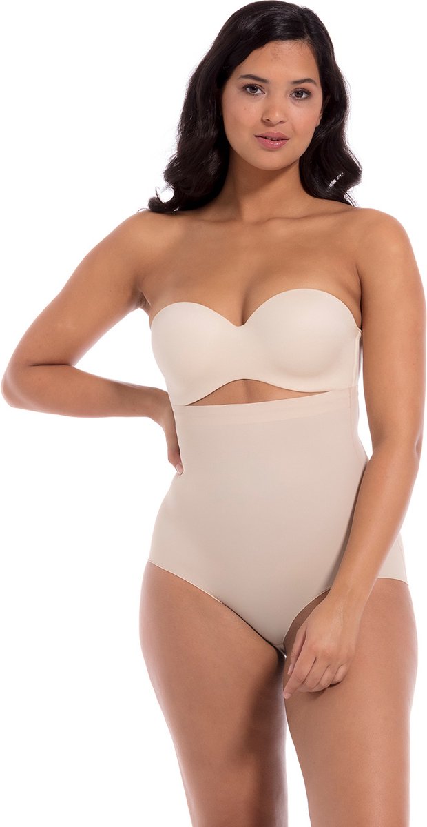 strapless, bodysuit, beige, smooth, high-waist